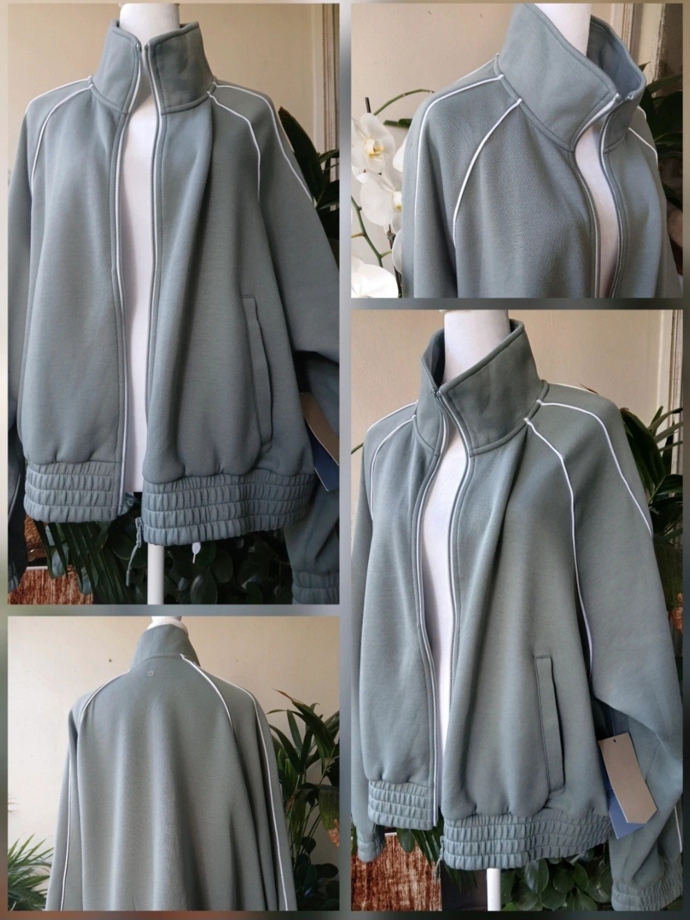 🔥NWT $10 DEAL Avia Athletic Sage Green Zip-Up Track Jacket XXL 20